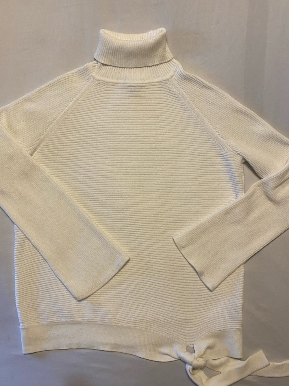 Simply Vera Wang Turtleneck Knit Sweater with Side Tie - light Cream